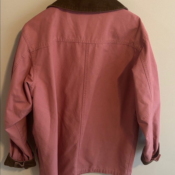 LL Bean Pink Barn Chore Jacket Coat Corduroy Collar Women's Size medium - Picture 7 of 8